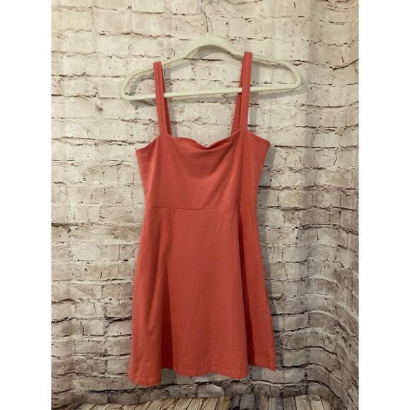 FOREVER 21 Dresses & Skirts - Forever 21 Mini Dress Womens Medium Salmon Pink Cutout Back Stretch Flowy Cotton